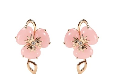 Vianna Brasil Malva Quartz & Diamond Flower Earrings in 18K Rose Gold