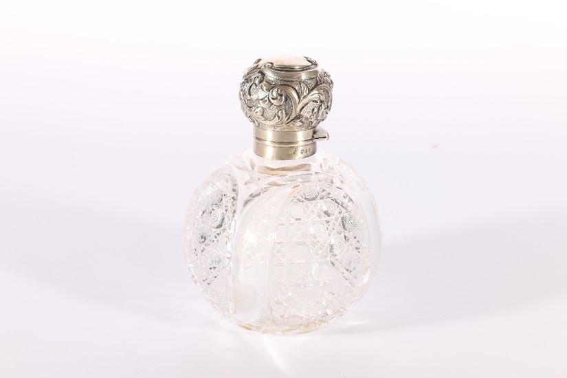 Victorian cut glass perfume bottle bottle of globular shape,...