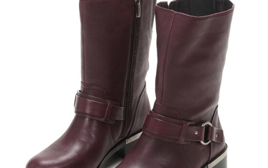 Vince Camuto Wellery Moto Boots in Burgundy Leather