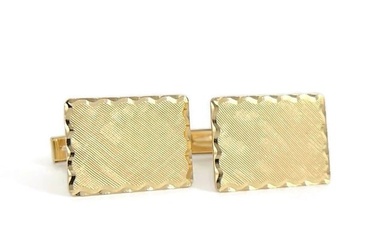 Vintage 1970's Textured Rectangle Cufflinks 14K Yellow Gold, 6.48 Gr