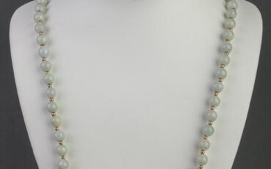 Vintage Celadon Jade Bead Continuous Necklace
