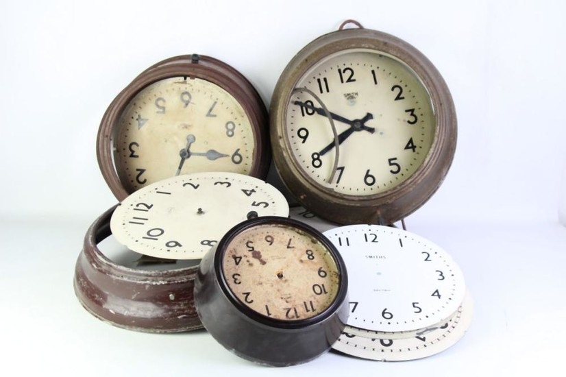 Vintage Electric Wall Clocks And Faces (Damaged, Needs Restorations)