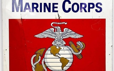 Vintage Enamel Double-sided US Marine Corps Recruiting Station Sign