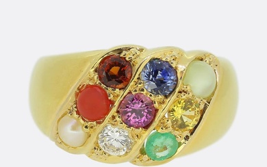 Vintage Multi Gemstone Cluster Ring