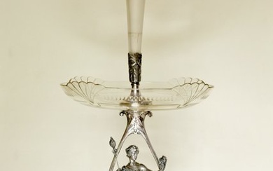 WMF / Geislingen - Atelier Albert Mayer - Centrepiece - No. 274 *Art Nouveau * Art Nouveau - Silver plated tin and glass