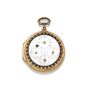 William Pybus, London. A gilt double dial consular case verge watch with day, date and moon phase indication