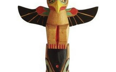 Wooden Thunderbird & Eagle Totem Pole