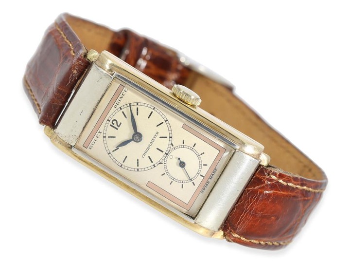 Wristwatch: very rare Art Deco man's watch, Rolex Prince Ref.1862 with 2 dial options and original box, ca.1935