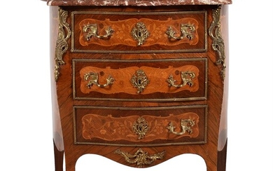 Y A rosewood, marquetry and giltmetal mounted petit commode, in Louis XV style
