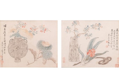 Zhu Xiong (1801-1864), Pair of Chinese Paintings