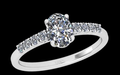 0.98 Ctw VS/SI1 Diamond 14K White Gold Vintage Style Ring