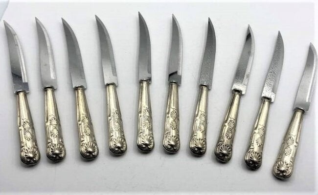 10 STERLING Handles Dinner Knives marked: Sterling