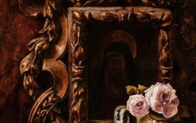 Caroline Minturn Birckhead Hall (American, 1874-1972) Still Life with Old Master Painting and Roses