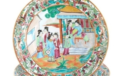 Pair Chinese famille rose porcelain plates (2pcs)