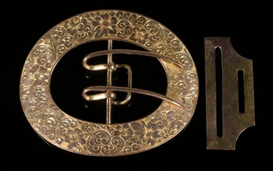 ENGRAVED BELT BUCKLE WITH RECEIVER IN 14K GOLD