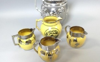 Six Silver Lustre Ceramic Tableware Items