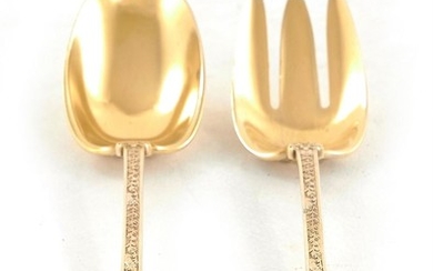 Tiffany & Co Olympian pattern silver-gilt salad serving set (2pcs)