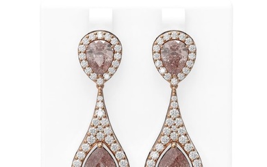 10.86 ctw Morganite & Diamond Earrings 18K Rose Gold
