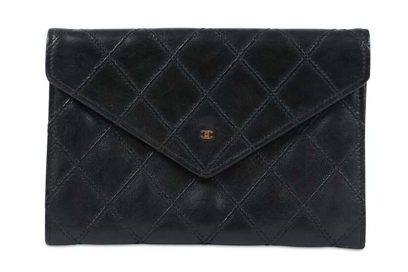 Chanel Black Leather Envelope Wallet