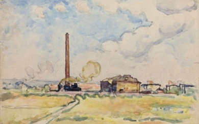 Albert GLEIZES 1881- 1953 Paysage avec usine - Circa 1908