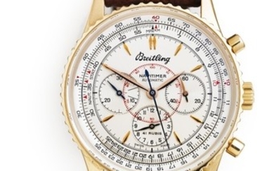 Breitling: A gentleman's wristwatch of 18k gold. Model Montbrillant, ref. H30030.1. Mechanical chronograph movement with automatic winding, cal. 920. 1998.