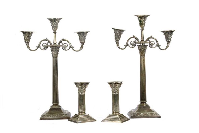 A pair of Victorian silver plated (EPNS) three light...