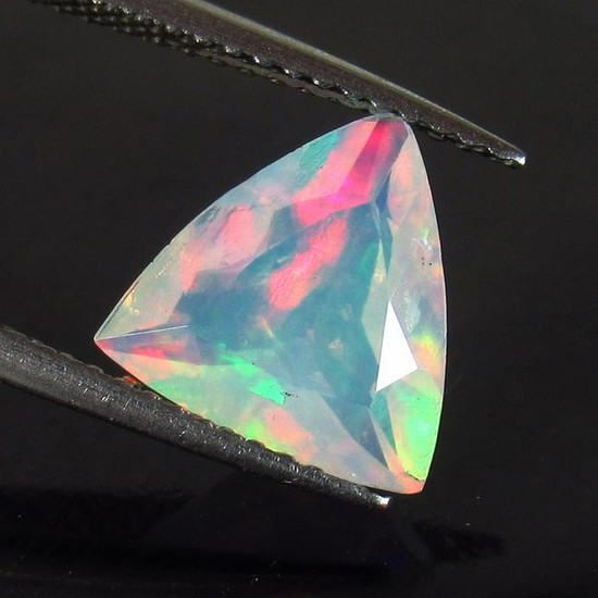 1.33 Ct Genuine Multi-Color Fire Faceted Opal Trillion