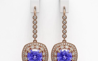 13.4 ctw Tanzanite & Diamond Victorian Earrings 14K Rose Gold