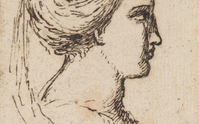 AGOSTINO CARRACCI (CIRCLE OF) (Bologna 1557-1602 Parma) A Woman in Profile. Pen and...
