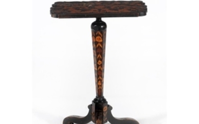 An Anglo-Dutch walnut, ebonised and specimen marquetry tripod table