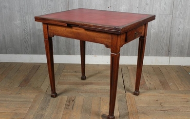 Antique French Leather Top Draw Leaf Table
