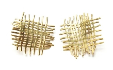 Appenzeller 18K Gold "Woven Patch" Earrings, Pair