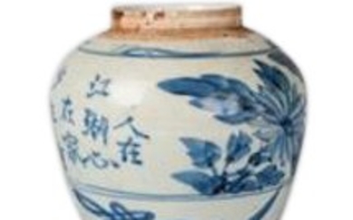 A Chinese porcelain jar, Ming dynasty, 16th...