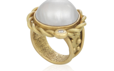 DENISE ROBERGE MABE PEARL AND DIAMOND RING