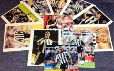 Football collection 10 Newcastle United eleven 10x8 signed colour photos of players that have all worn the Black and white...
