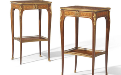 A PAIR OF FRENCH ORMOLU-MOUNTED AMARANTH AND CITRONNIER PARQUETRY SIDE TABLES, BY PAUL SORMANI, PARIS, THIRD QUARTER 19TH CENTURY