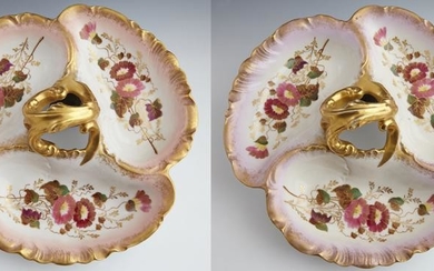 Pair of Haviland Limoges Porcelain Divided Serving
