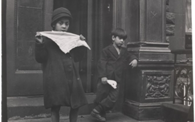 HELEN LEVITT (1913–2009), New York (Girl with handkerchief and boy on stoop), 1938