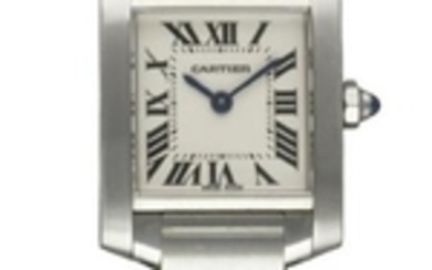 A LADIES STAINLESS STEEL CARTIER TANK FRANCAISE