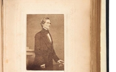 * [LINCOLN, Abraham (1809-1865)]. Civil War-era album containing 22 carte-de-visite portraits of Lincoln, Confederate officers and politicians window-mounted, many from photographic negatives of Matthew Brady's National Portrait Gallery. Various...