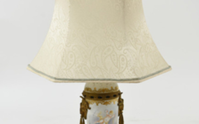MANNER OF SEVRES PORCELAIN & ORMOLU LAMP