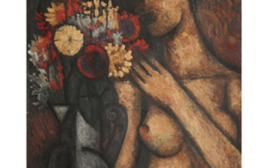 MARCEL GROMAIRE (1892-1971) Torse au bouquet, 1930 Oil on canvas;...