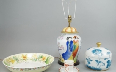 An Oriental ceramic lamp in the form...