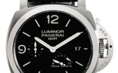 PANERAI | A STAINLESS STEEL AUTOMATIC DUAL TIME WRISTWATCH WITH DATE AND POWER RESERVE INDICATION REF OP 6902 SM 3027809 NO O 2167/2500 LUMINOR PANERAI GMT CIRCA 2012