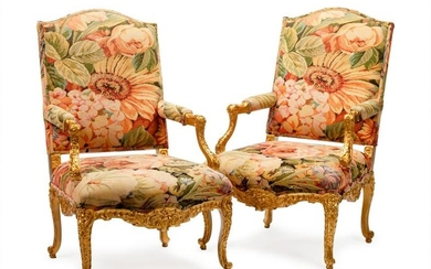 A Pair of Regence Style Giltwood Fauteuils