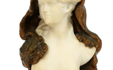 Robert Louis Carrier-Belleuse Marble & Bronze Bust