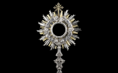 A silver monstrance. 19th Century (h. cm 55) (g loss 1275 ca.) (defects and restorations)