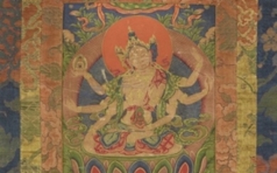A Tibetan thangka of Ushnishavijaya. 19th cen ...