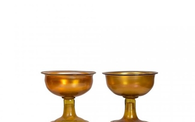 A Pair of Tiffany Studios Gold Favrile Glass Sherbets