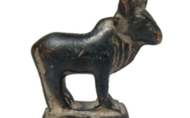 A very nice Roman bronze humped bull on raised base
